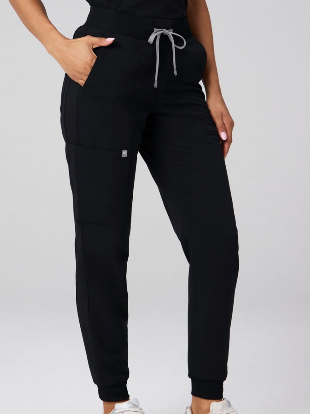 Fabletics Women's black mid-rise on-call scrub jogger org. $49